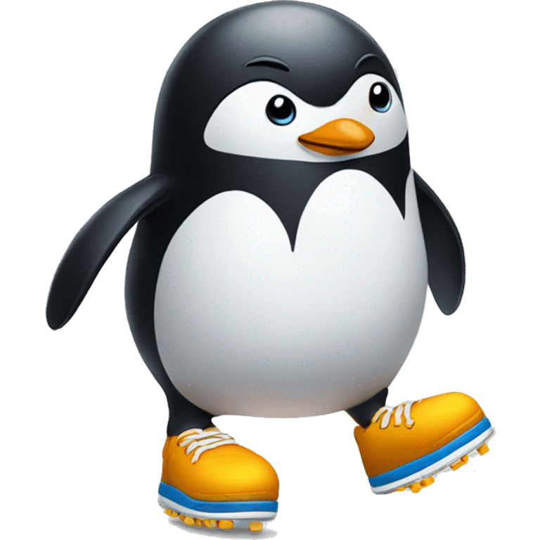 Penguin with tennis shoes emoji