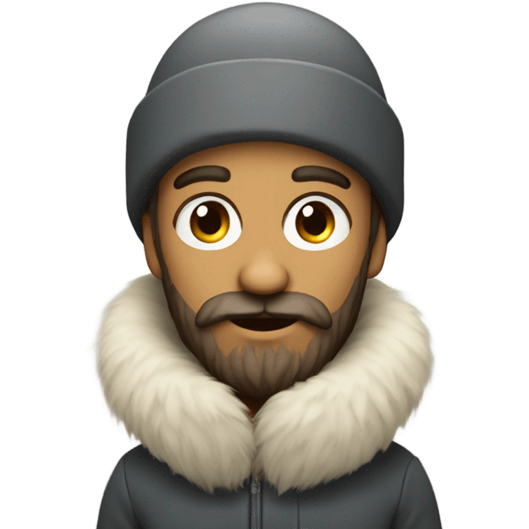 man with beard gazing forward with fur hat on emoji