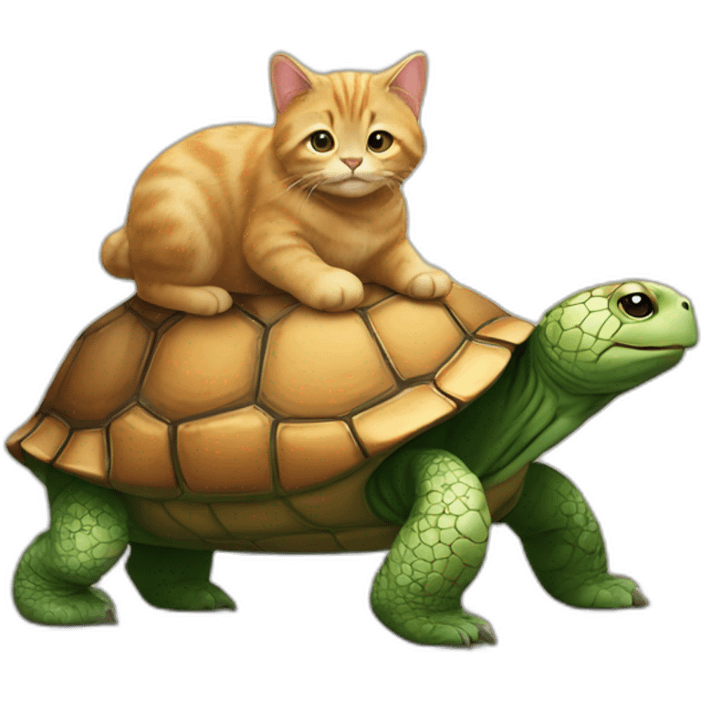 Un chat sur une tortue sur un ours emoji