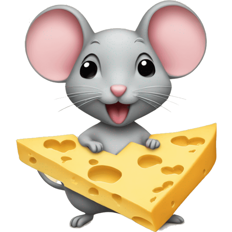 Mouse with big heart and cheese emoji