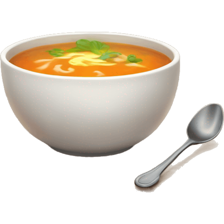 Design a sweet, homely emoji showing a warm bowl of soup on a wooden table, with soft steam rising and a cozy, inviting background. emoji