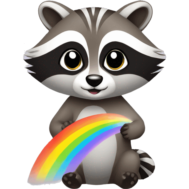 Racoon with blessing rainbow emoji