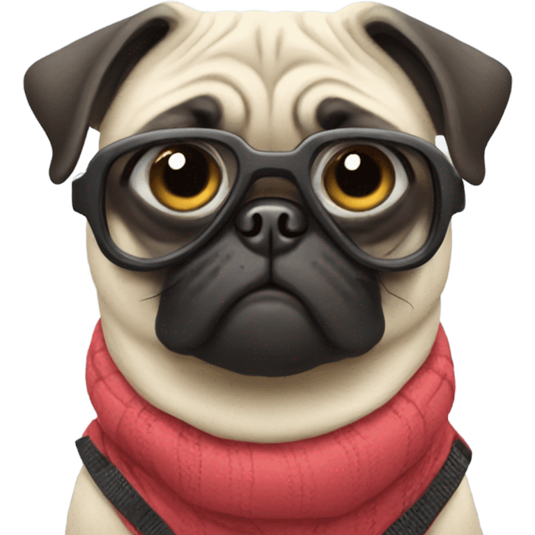 Pug skiing emoji