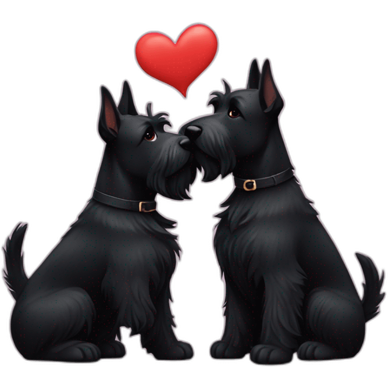 Two black Scottish terrier kissing emoji