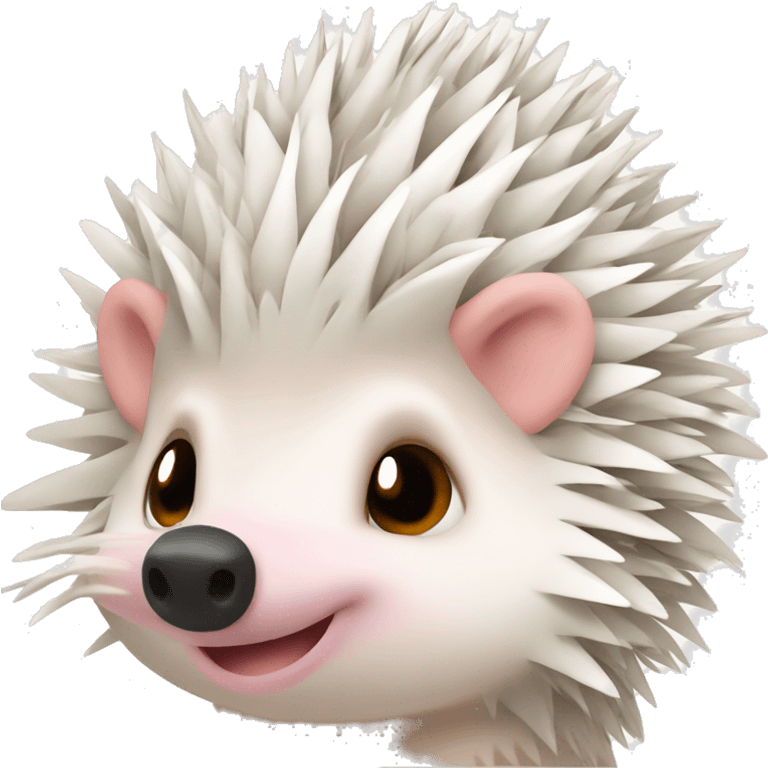 Hedgehog white creamy quills one pink ear one brown ear DIFFERENT COLORED EARS emoji