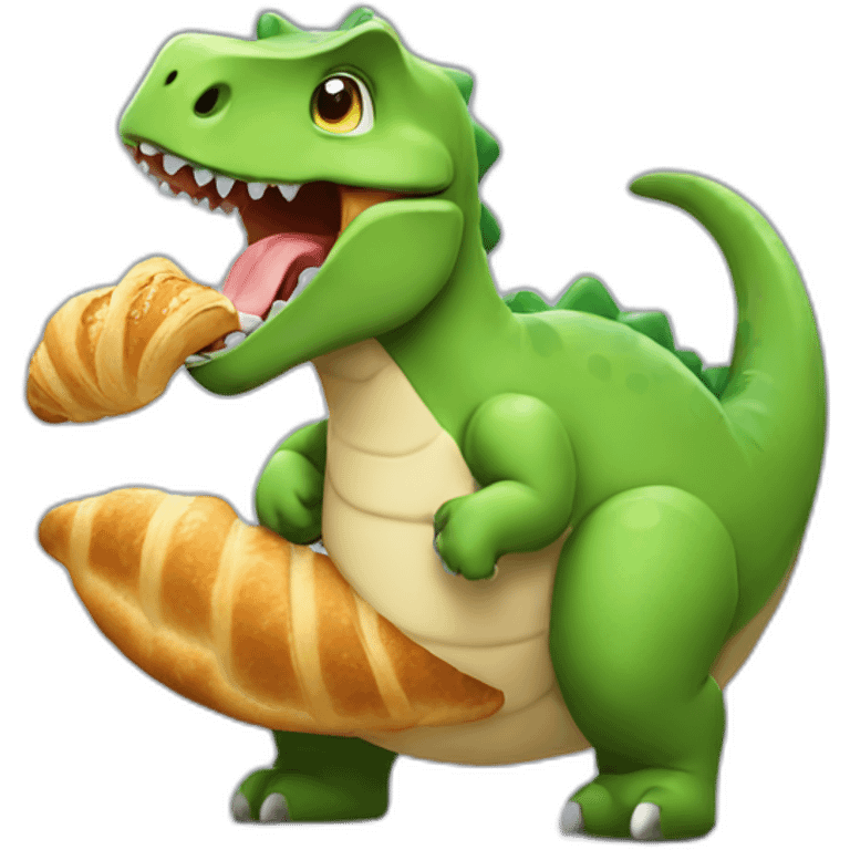 dino eating croissant emoji