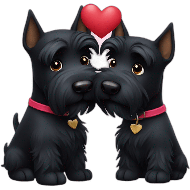 Two black Scottish terrier kissing emoji