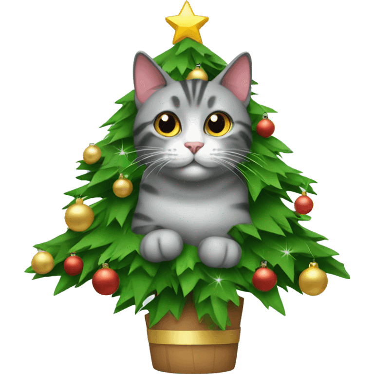 Cat in Christmas tree emoji