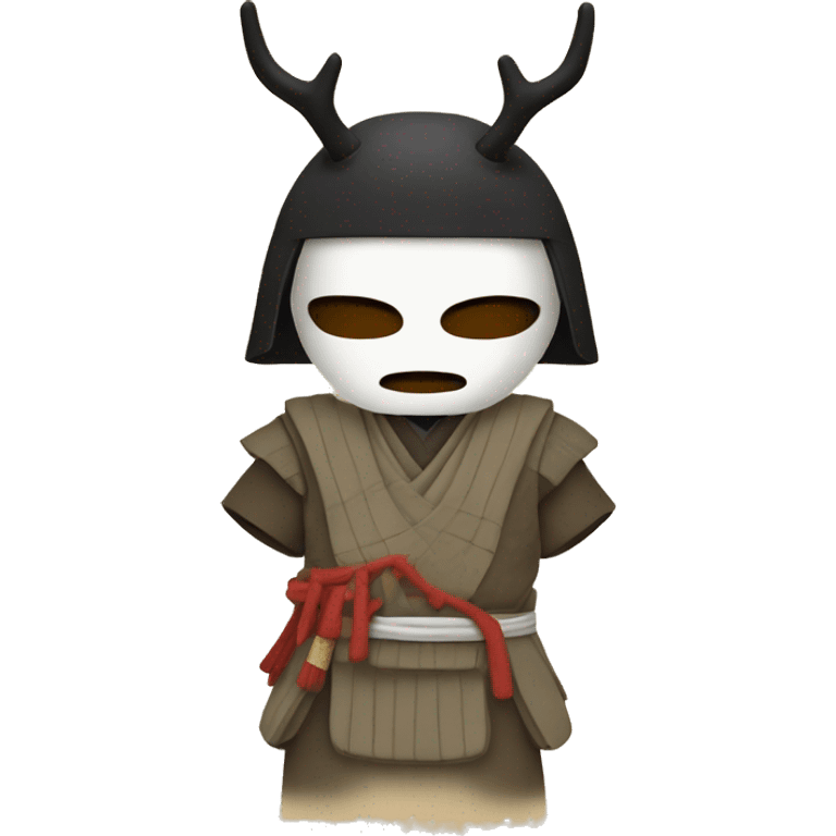 A samurai wears a deer mask that conceals his face. emoji