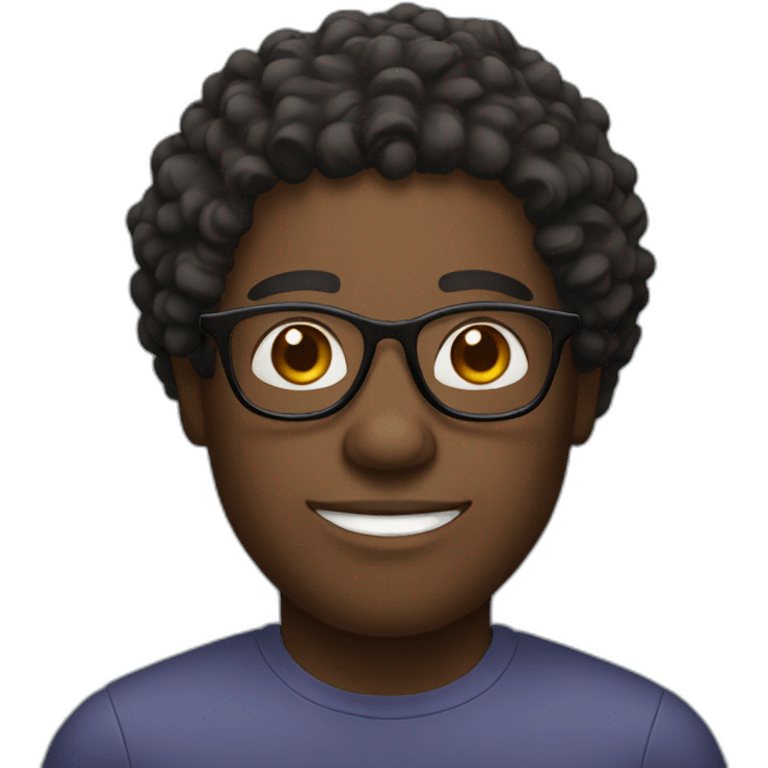 Black man with curly hair in glasses emoji