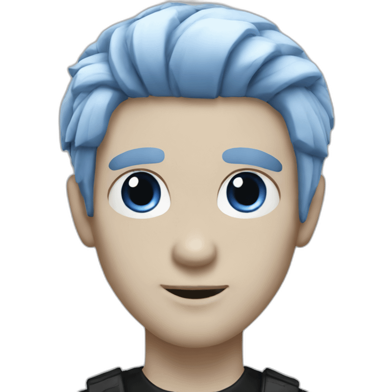 Goth white guy with blue and black hair emoji