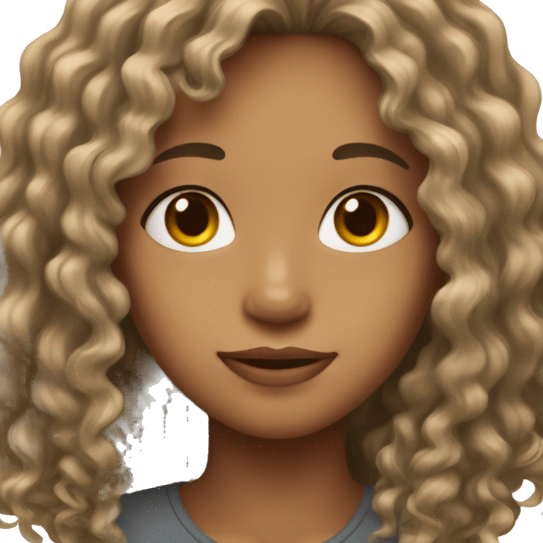 A young woman with light brown skin long curly black hair emoji