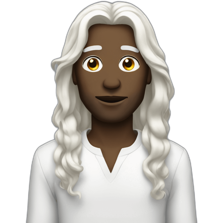 Black man in long white hair wig emoji