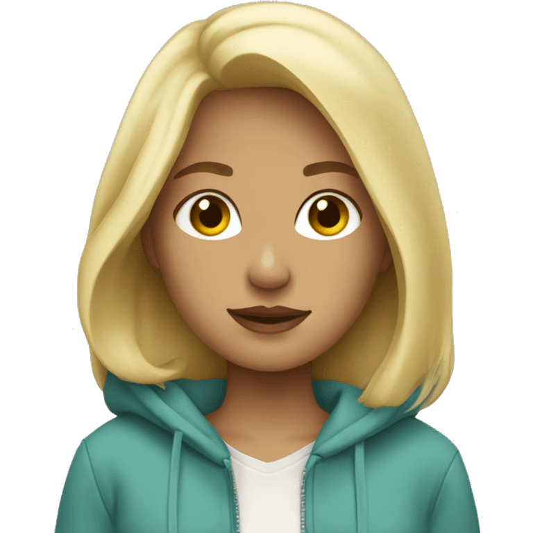 blonde girl wearing trendy hoodie emoji