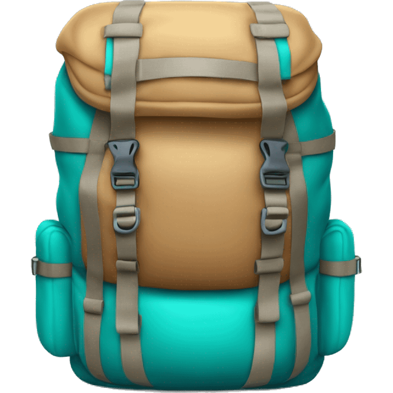 Realistic turquoise camping backpack isolated.  emoji