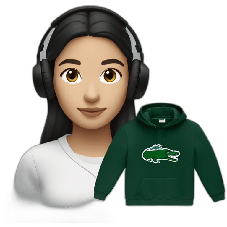 Lacoste headphone latina girl with black lacoste hoodie emoji