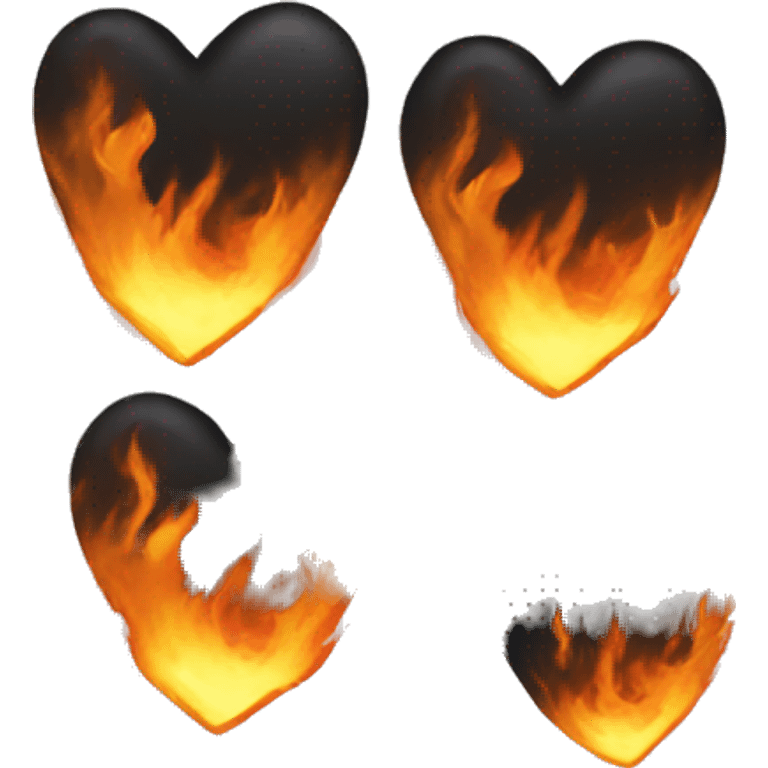 Black heart on fire but the fire is black emoji