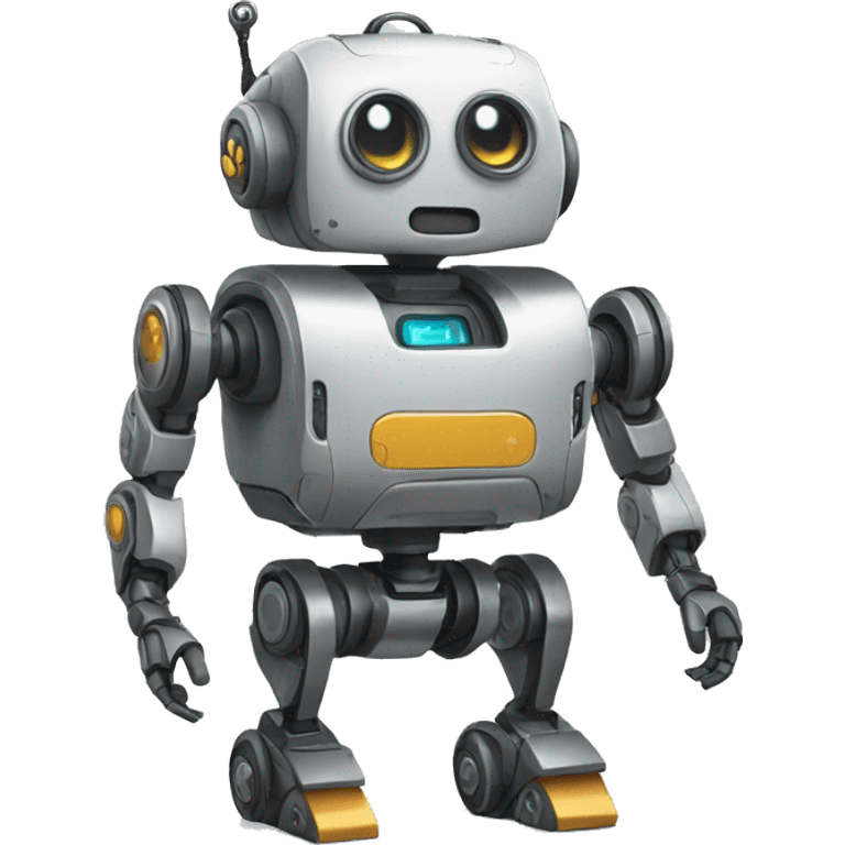 a robot with wheels for legs and a backpack on his back.  emoji