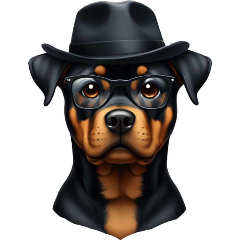 rottweiler with black hat and glasses emoji