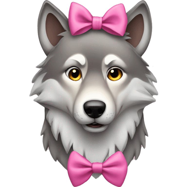 Wolf wearing a pink bow emoji