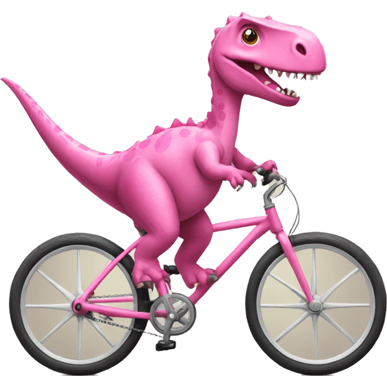 Pink dinosaur riding a bike emoji