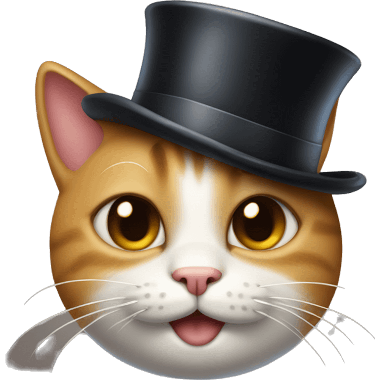 Cat smirking with a top hat emoji