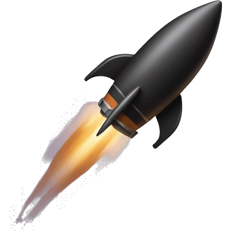 A black rocket, showing the symbol 0 emoji