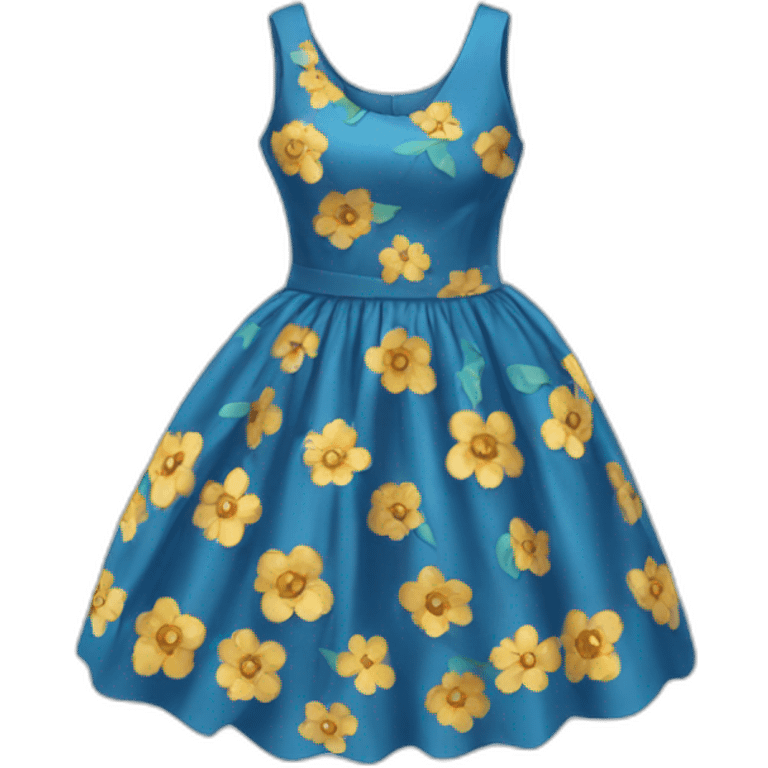 Blue dress with flowers emoji