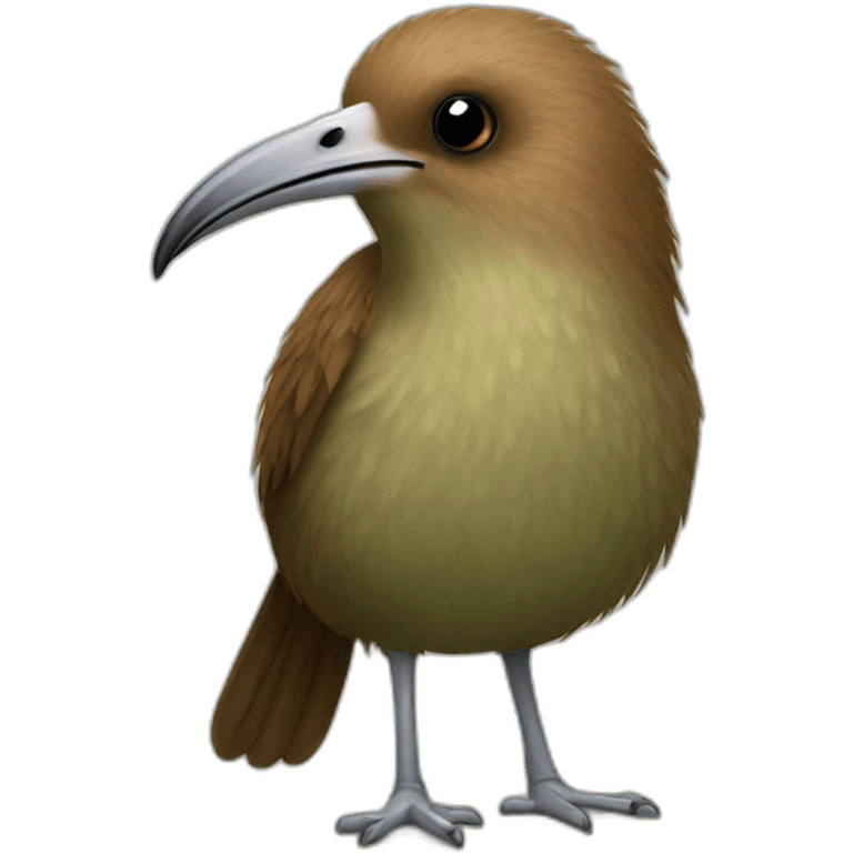 kiwi bird, cute little brown bird with a very long thin beak whole body emoji