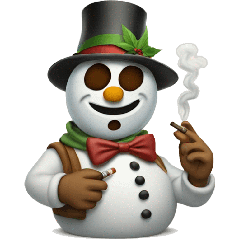 Snow man smoking cigar emoji