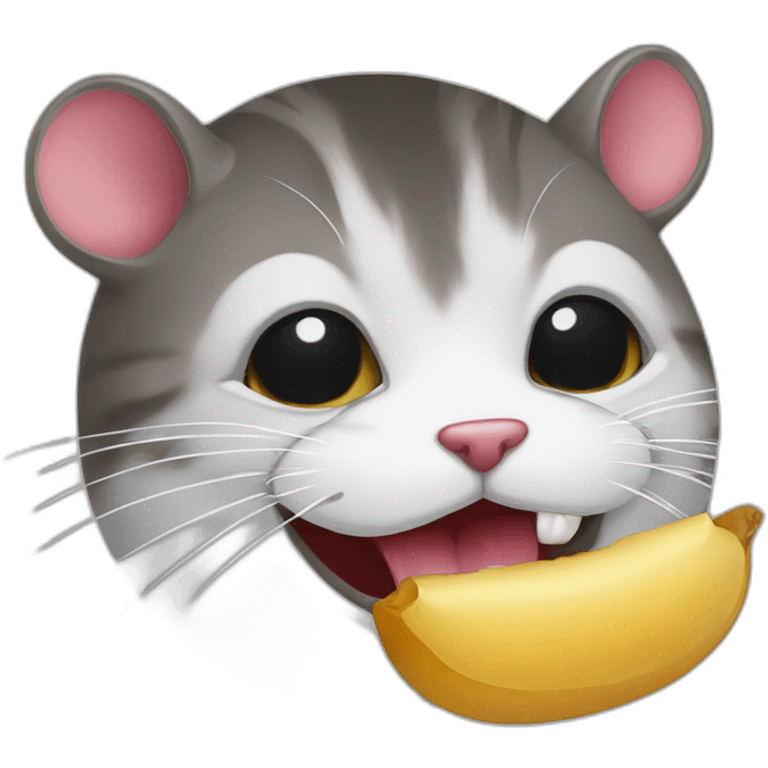 Chat avec souris en bouche emoji