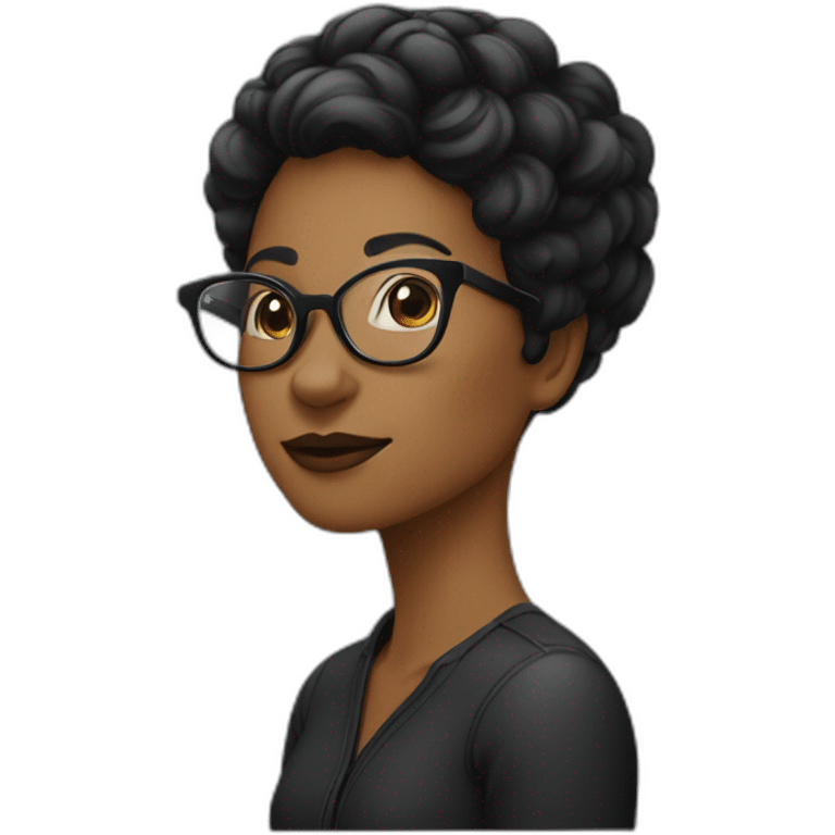 Femme-cheveux-noir-très-court-lunettes emoji