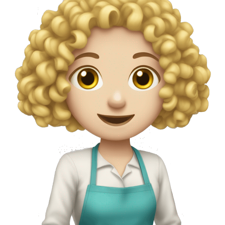 Curly, white girl making cleaning and dinner emoji