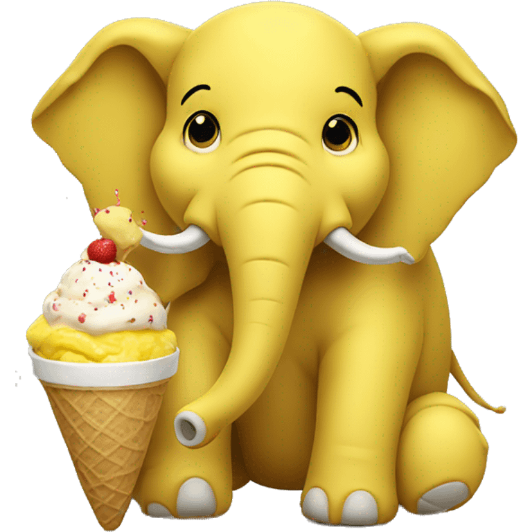 Yellow elephant holding ice cream  emoji