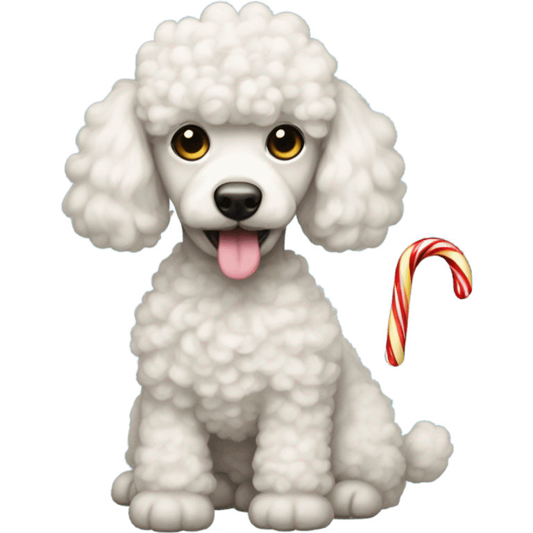 poodle with blue and yellow candy cane emoji