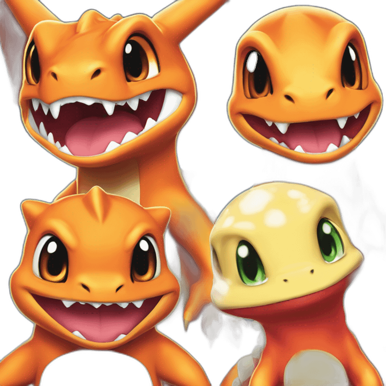 Charmander, Charmeleon and Charizard emoji