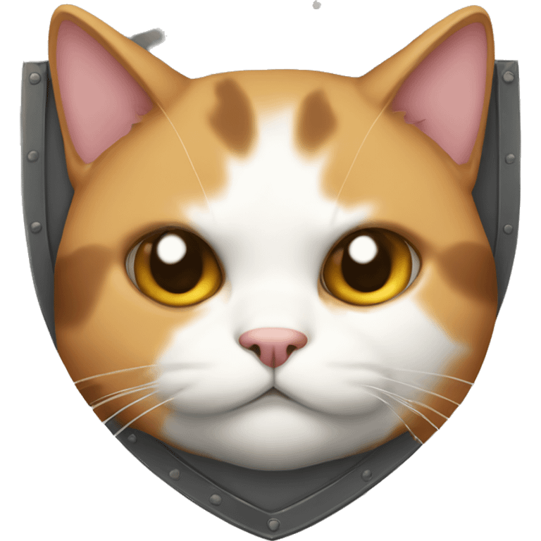 Fat calico cat with a shield  emoji