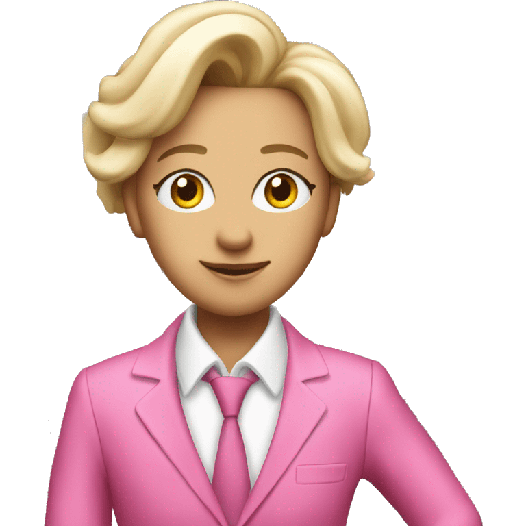 Sassy estate agent making deals with pink suit emoji