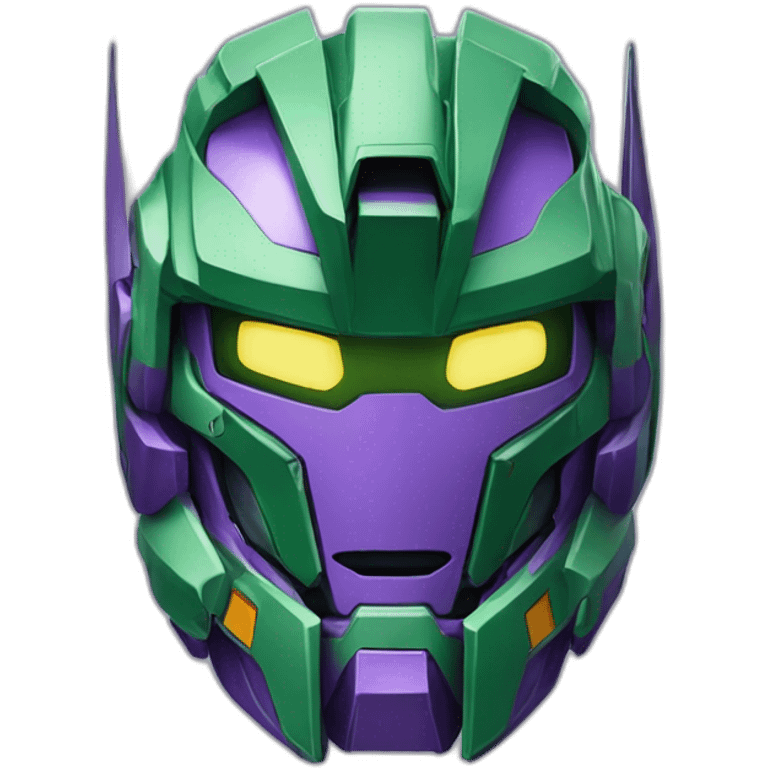 purple and green gundam mecha face emoji