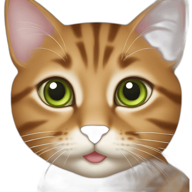 Marron tabby cat Green eyes, beige mouth emoji