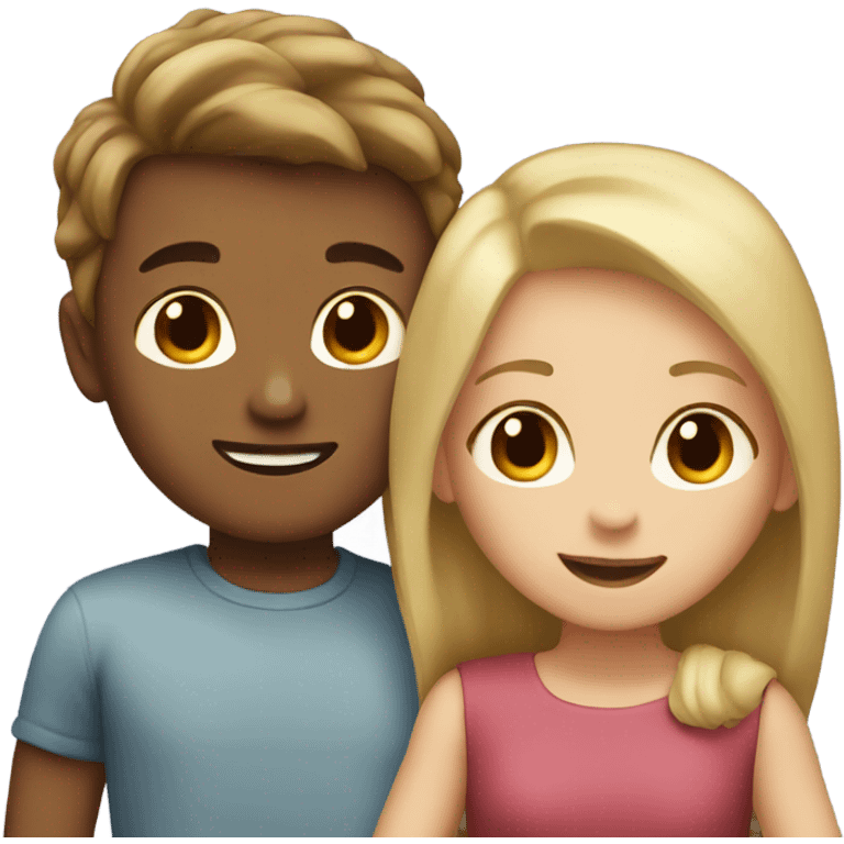 girl with brown hair hugging boy with blonde hair emoji