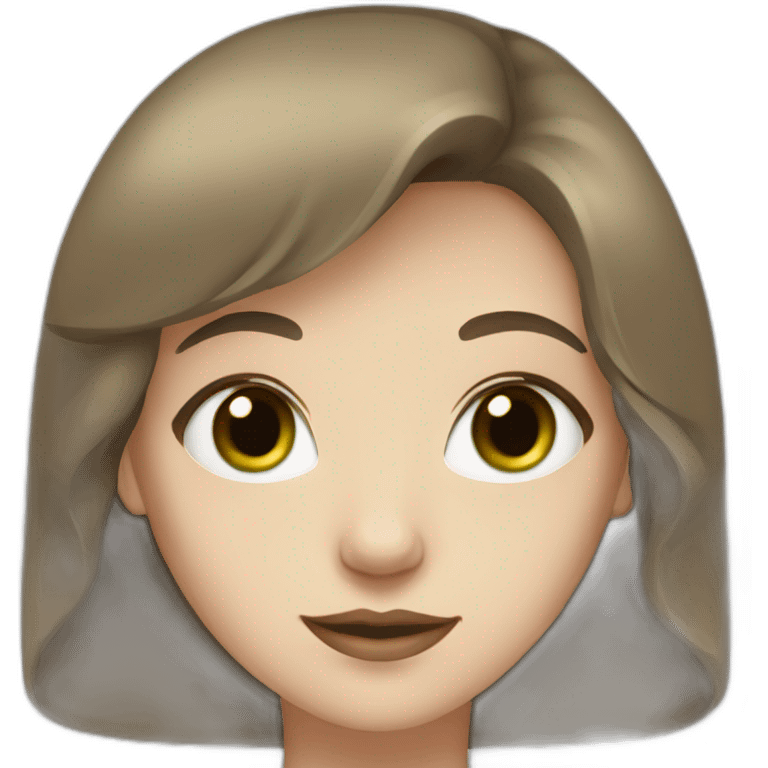 pale woman with brown hair and side bangs, green and brown heterochromia   emoji