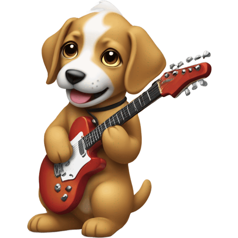 Puppy playing an electric guitar  emoji