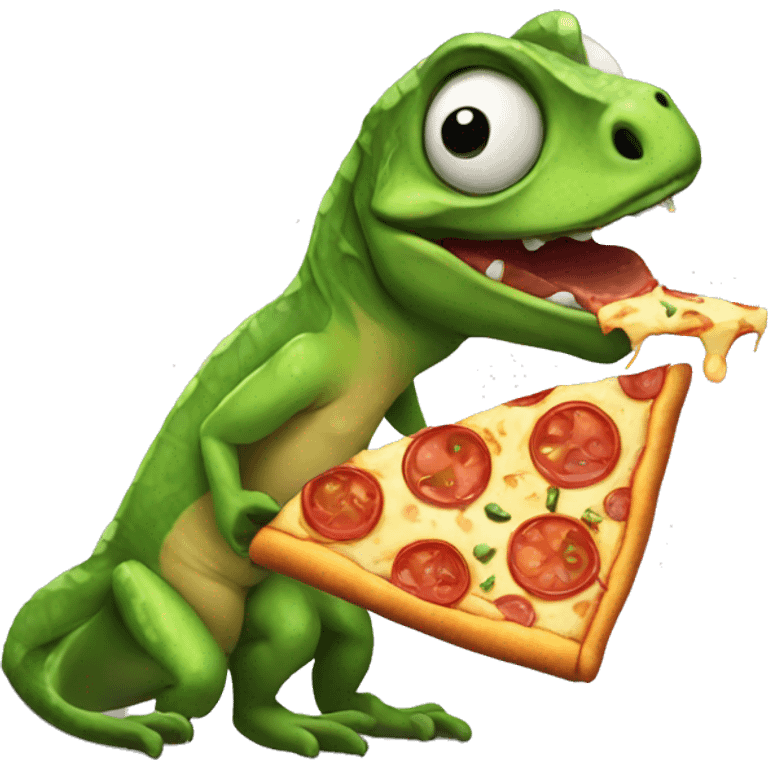 Lizard eating pizza emoji