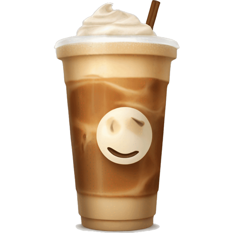 autumn iced latte with foam and ice cubes in a carboard cup emoji