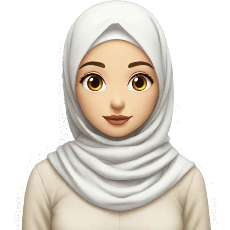 white hijabi girl has red cheeks long eye lashes and so cute girl casual outfits . white girl  emoji