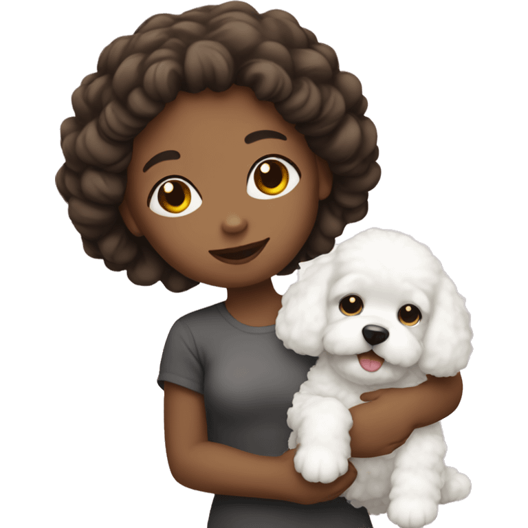 Girl with bichon in hands emoji