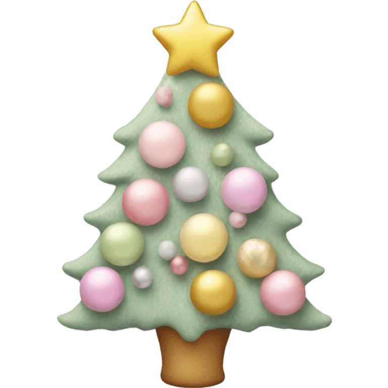 pastel pin k christmas tree with pastel pink and pastel yellow ornaments emoji