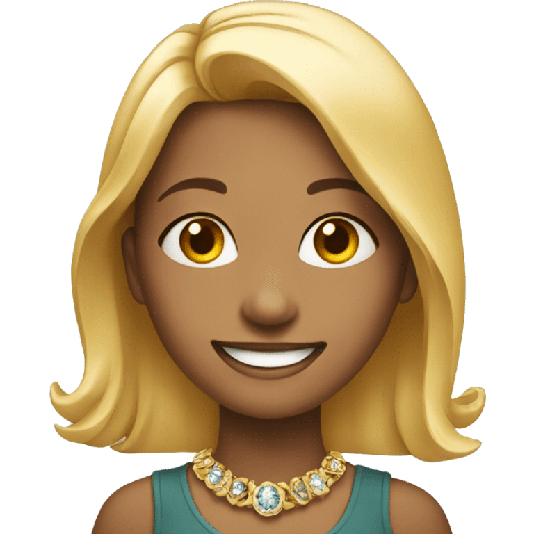 smiling girl with jewelry emoji