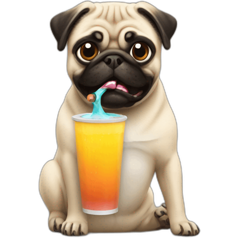 pug drinking an energy drink emoji